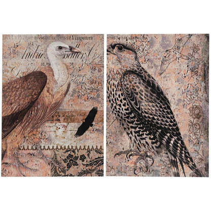 Set of 2 Antique Post Card Birds Wall Art