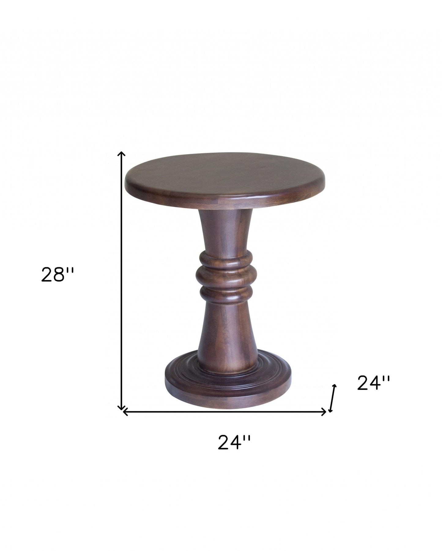 Rustic Warm Brown Turned Pedestal End Table