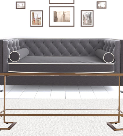 42" Gold Glass And Metal Rectangular Mirrored Coffee Table