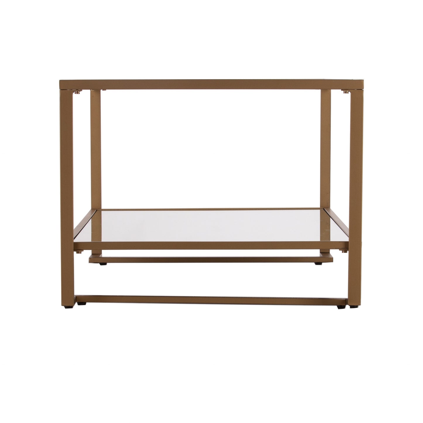 42" Gold Glass And Metal Rectangular Mirrored Coffee Table
