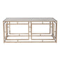 44" Champagne Glass And Metal Rectangular Coffee Table
