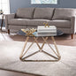 31" Champagne Glass And Metal Round Coffee Table