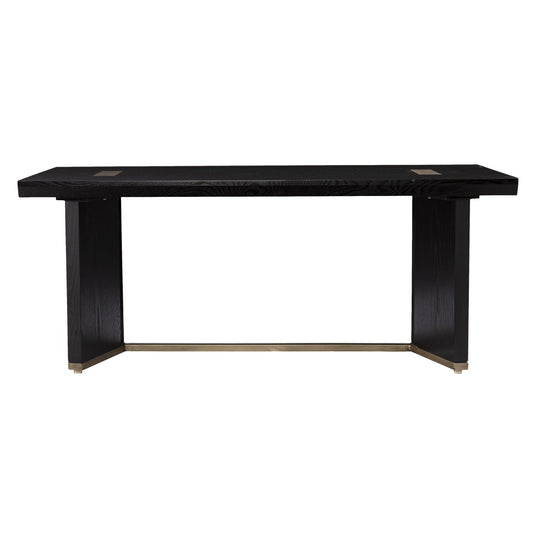 48" Black Solid Manufactured Wood And Metal Rectangular Coffee Table