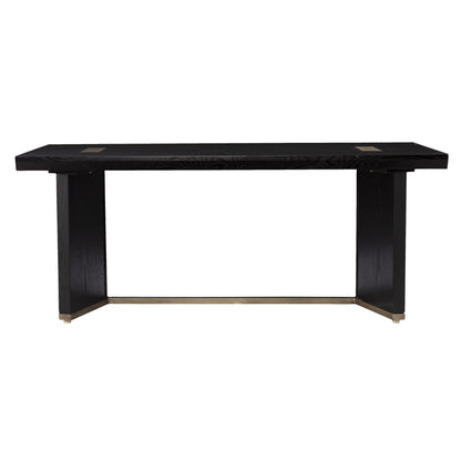 48" Black Solid Manufactured Wood And Metal Rectangular Coffee Table