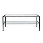 48" Black Glass And Metal Rectangular Coffee Table