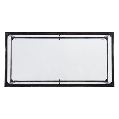 48" Black Glass And Metal Rectangular Coffee Table