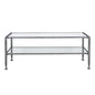 48" Silver Glass And Metal Rectangular Coffee Table