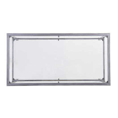 48" Silver Glass And Metal Rectangular Coffee Table