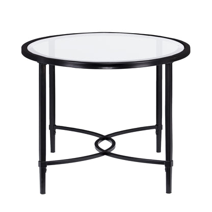 45" Black Glass And Metal Oval Coffee Table