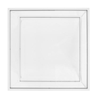 32" White Glass And Metal Square Coffee Table