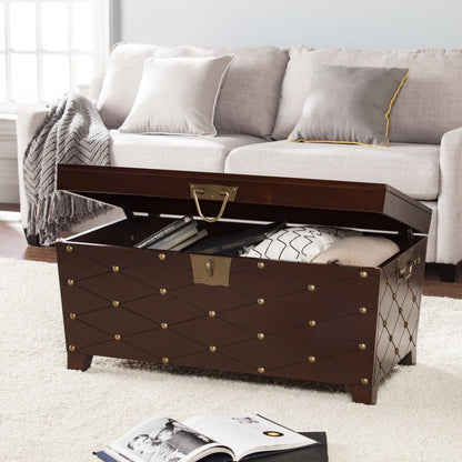 39" Brown Manufactured Wood And Metal Rectangular Coffee Table