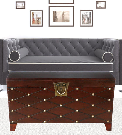 39" Brown Manufactured Wood And Metal Rectangular Coffee Table