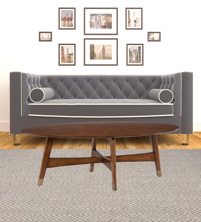 52" Brown Solid Wood And Metal Rectangular Coffee Table