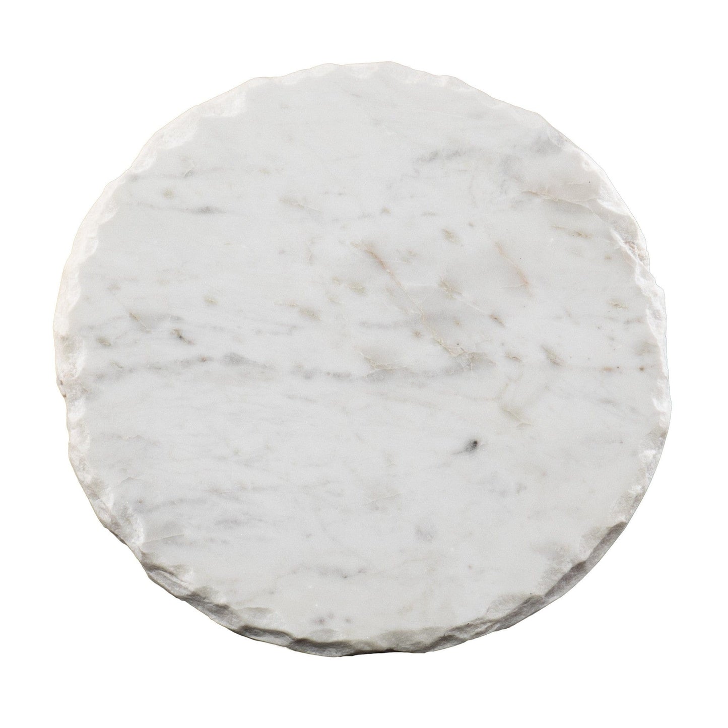 23" Black And White Marble And Metal Round End Table