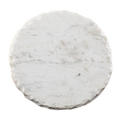 23" Black And White Marble And Metal Round End Table