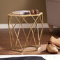 19" Gold And Reflective Glass Hexagon Mirrored End Table