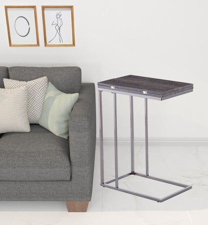 25" Silver And Gray Expandable Rectangular End Table