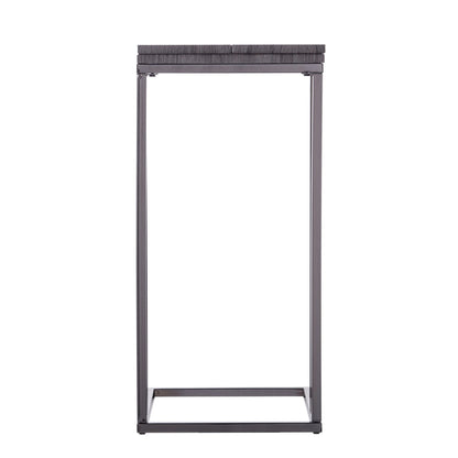 25" Silver And Gray Expandable Rectangular End Table