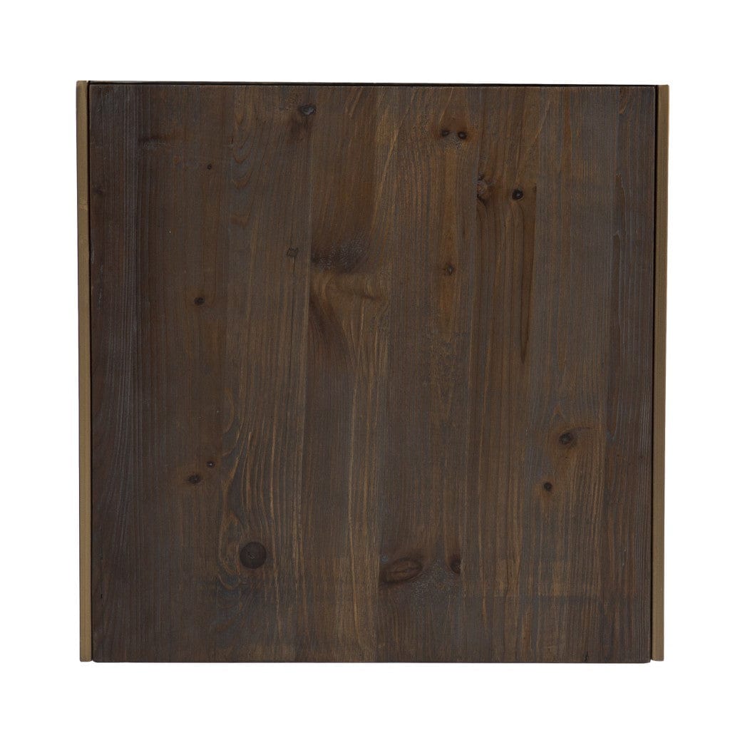 Set Of Two 19" Gray Solid Wood and Gold Chunky Nested End Tables