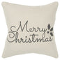 Gray and Cream Canvas Merry Christmas Decorative Throw Pillow