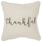 Gray and Cream Canvas Thankful Decorative Throw Pillow