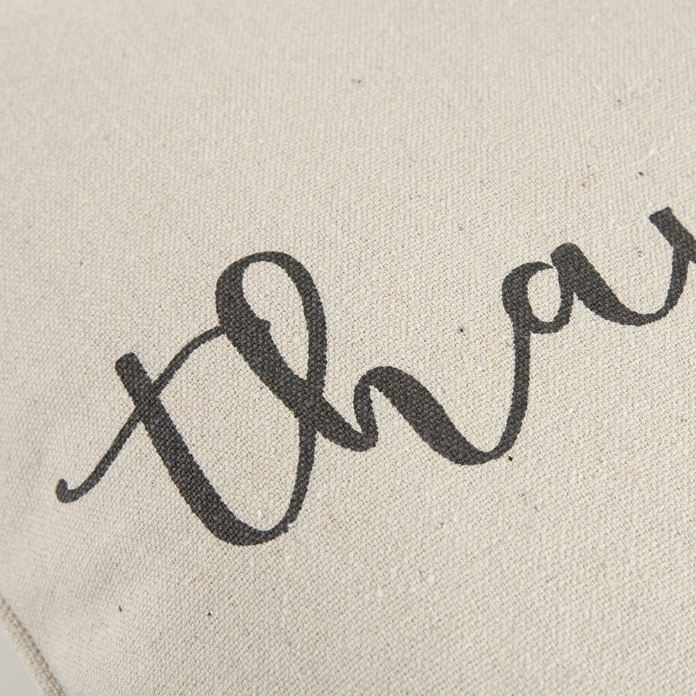 Gray and Cream Canvas Thankful Decorative Throw Pillow