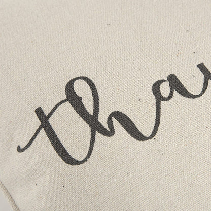 Gray and Cream Canvas Thankful Decorative Throw Pillow