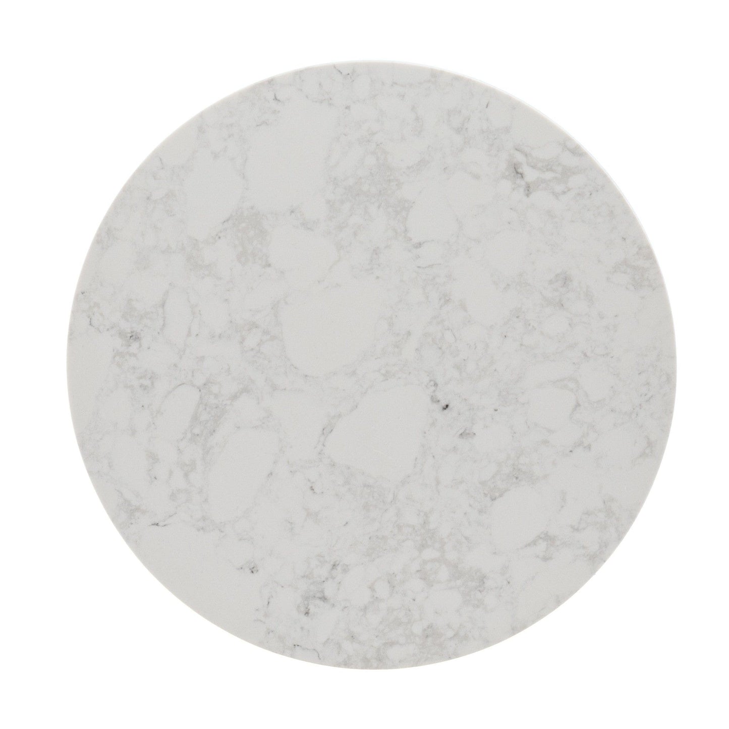 22" Natural Wood And White Faux Marble Manufactured Wood Round End Table With Shelf