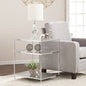 27" Chrome Glass And Iron Rectangular Mirrored End Table With Shelf