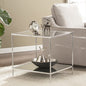 22" Chrome Glass And Iron Square Mirrored End Table
