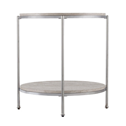 24" Chrome Manufactured Wood And Iron Rectangular End Table With Shelf