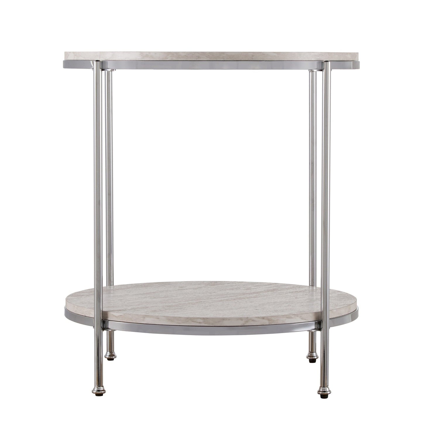 24" Chrome Manufactured Wood And Iron Rectangular End Table With Shelf