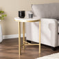 24" Champagne Genuine Marble Look And Iron Rectangular End Table
