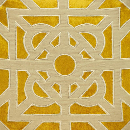 Beige and Mustard Lattice Yellow Velvet Throw Pillow