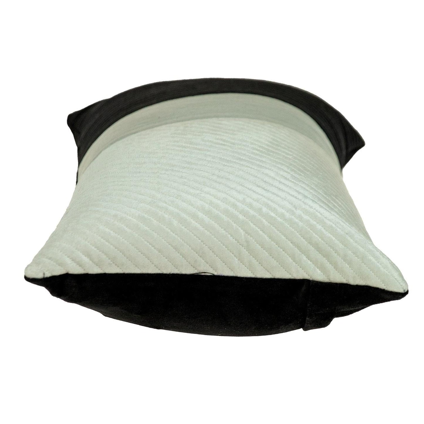 Black and White Quilted Color Block Velvet Lumbar Throw Pillow