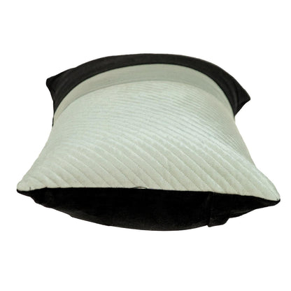 Black and White Quilted Color Block Velvet Lumbar Throw Pillow