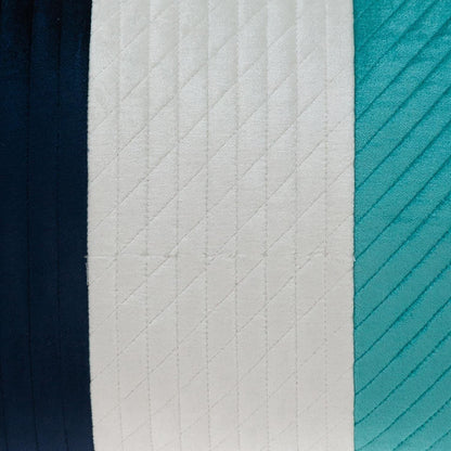 Navy Blue and Sea Blue Quilted Colorblock Velvet Lumbar Throw Pillow