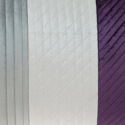 Silver and Purple Quilted Colorblock Velvet Lumbar Throw Pillow
