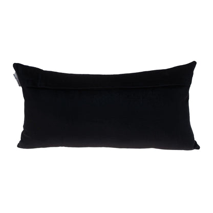 Black Gold and Blue Tufted Velvet Lumbar Pillow