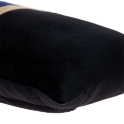 Black Gold and Blue Tufted Velvet Lumbar Pillow