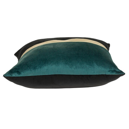 Teal Gold and Black Tufted Velvet Square Pillow