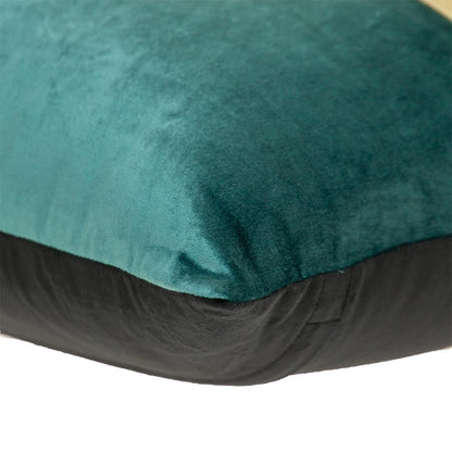 Teal Gold and Black Tufted Velvet Square Pillow