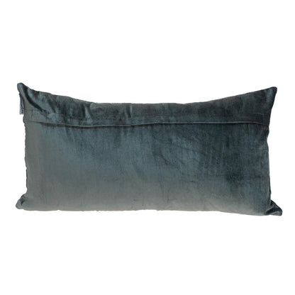 Green Gold and Dark Gray Tufted Velvet Lumbar Pillow
