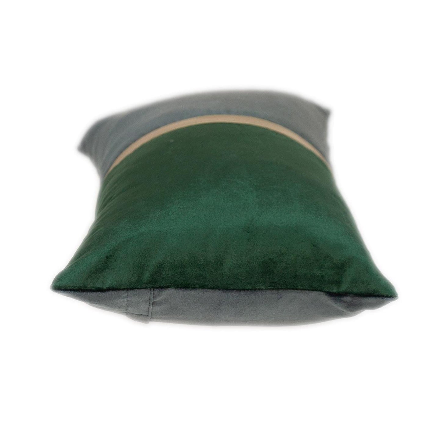 Green Gold and Dark Gray Tufted Velvet Lumbar Pillow