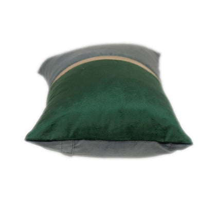 Green Gold and Dark Gray Tufted Velvet Lumbar Pillow