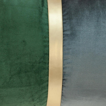 Green Gold and Dark Gray Tufted Velvet Lumbar Pillow