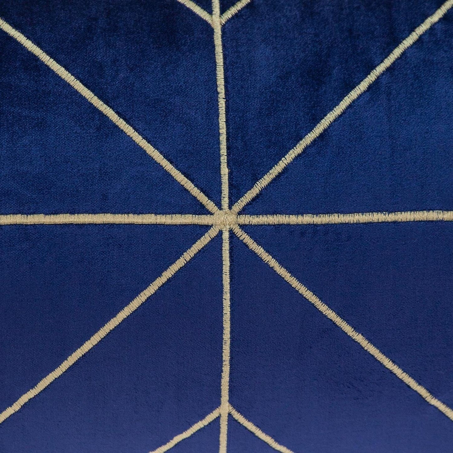 Blue and Gold Geo Velvet Lumbar Pillow with Gold Tassels