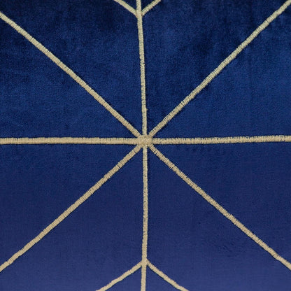 Blue and Gold Geo Velvet Lumbar Pillow with Gold Tassels