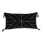 Black and Gold Geo Velvet Lumbar Pillow with Gold Tassels