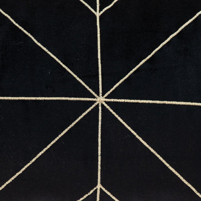 Black and Gold Geo Velvet Lumbar Pillow with Gold Tassels